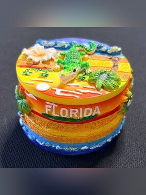 Florida Trinket Box Orange & Blue